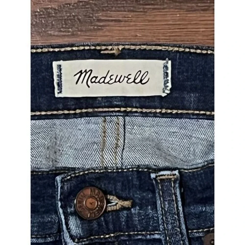 Madewell Skinny Jeans Women 26 Blue Excellent Distressed High Rise Raw Hem - Picture 5 of 9